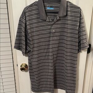 Charcoal and Light Gray Striped Polo Shirt